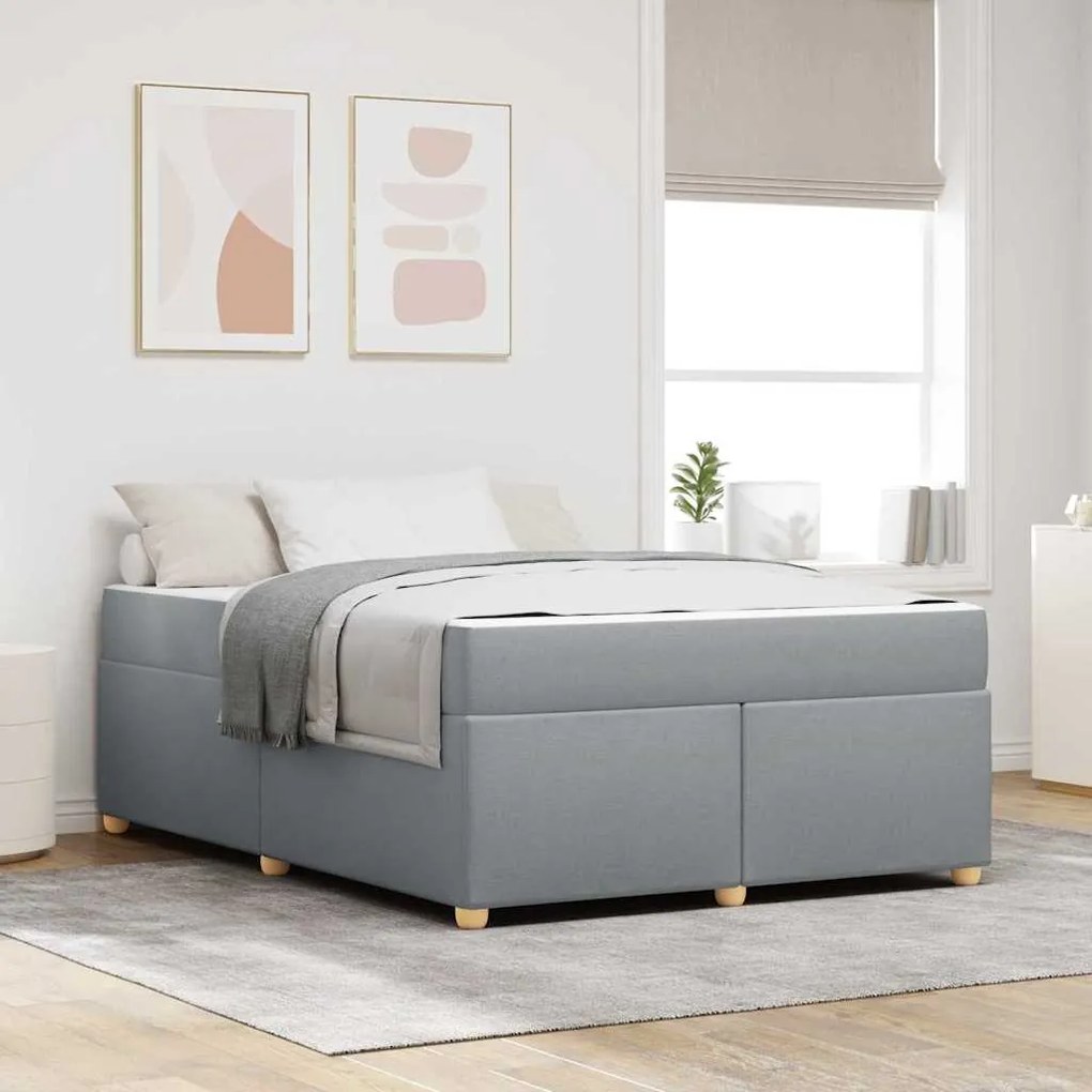 vidaXL Cadru de pat cu saltea Altele Gri deschis 140 x 200 cm țesătură