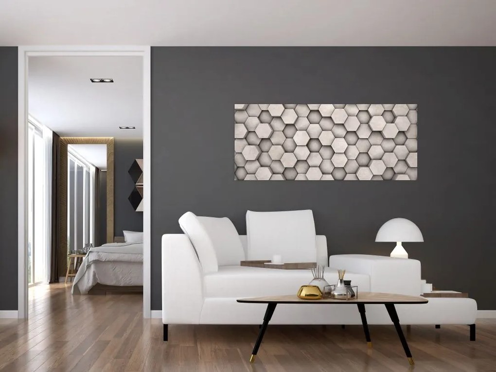 Tablou - Hexagoane design beton (120x50 cm)
