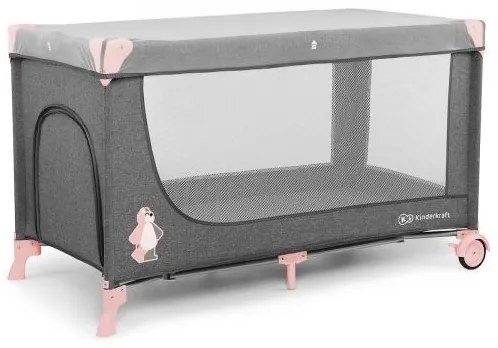 KINDERKRAFT JOY - pătuț de călătorie gri-roz