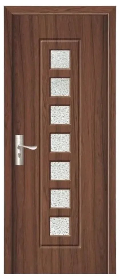 Usa Interior din MDF Novo Doors ND236, Cadru din Lemn Masiv, Geam Sablat, KIT COMPLET, Toc , Manere si balamale incluse (Culoare: Wenge, Toc: