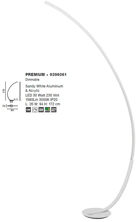 Lampadar / Lampa de podea LED design modern Premium white NVL-9396061