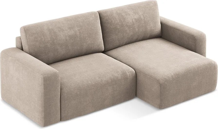 Colțar bej extensibil/cu spațiu de depozitare cu tapițerie din chenille (cu colț pe partea dreaptă/cu șezlong) Kona – Makamii