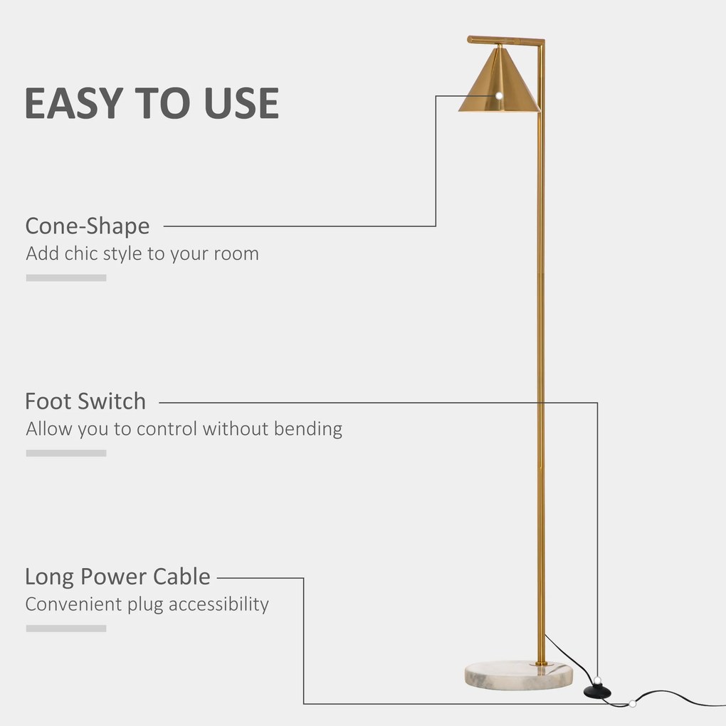 Lampa de podea, abajur reglabil, 31x26x153 cm aurie HOMCOM | Aosom RO