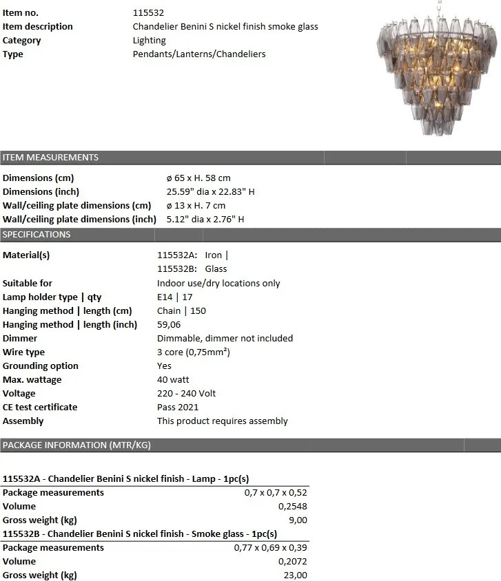Candelabru dimabil design elegant LUX Benini S, nickel 115532 HZ