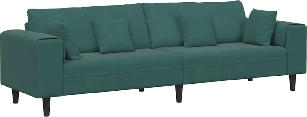 vidaXL Canapea cu pernă Verde închis 250 x 77 x 76 cm Catifea
