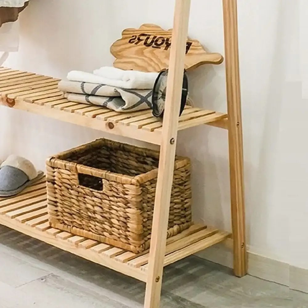 Suport pentru umerase,pantofar,2 rafturi si din lemn masif,148 cm