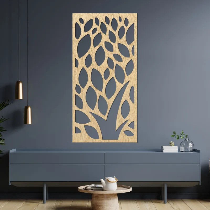 Imagine de perete din lemn cu model decorativ cu frunze - LALISTY