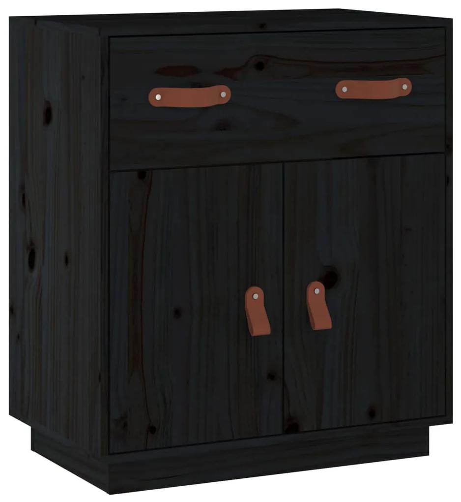 820131 vidaXL Servantă, negru, 65,5x40x75 cm, lemn masiv de pin