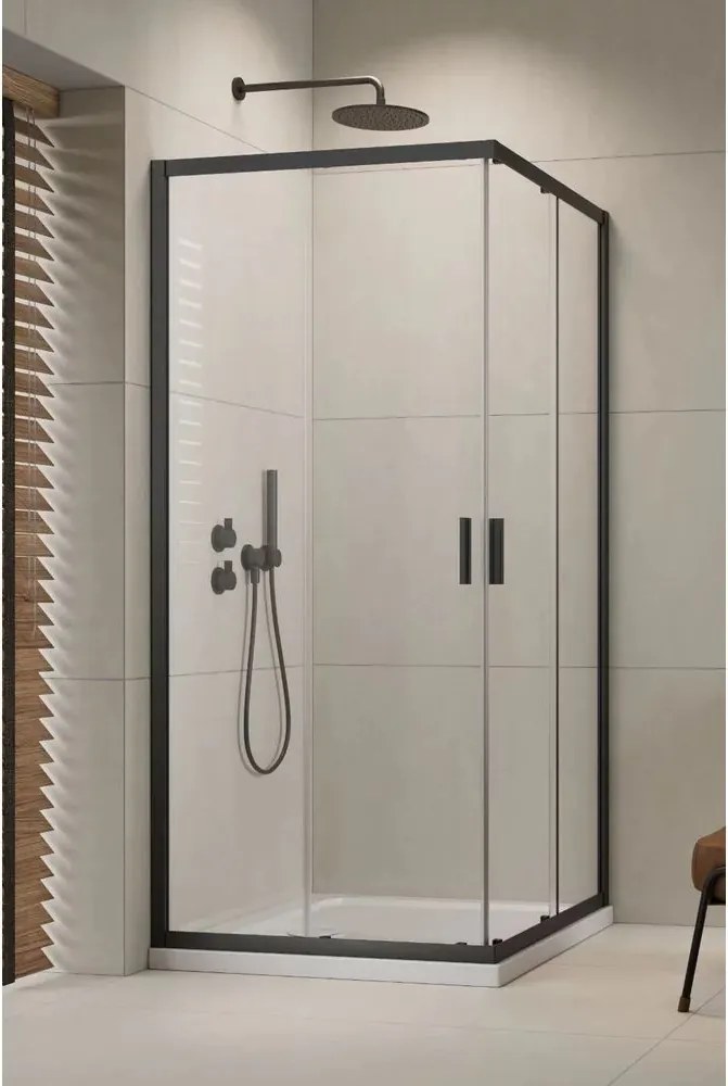 Cabina de dus patrata cu usi glisante Radaway Alienta 80x80 cm GunMetal periat-transparent