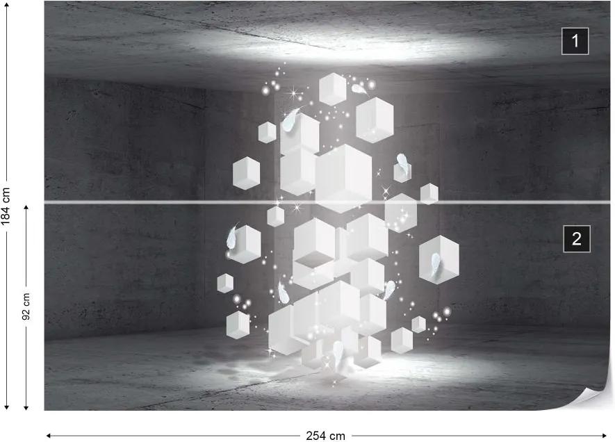 Fototapet GLIX - 3D White Cubes + adeziv GRATUIT Tapet nețesute - 254x184 cm
