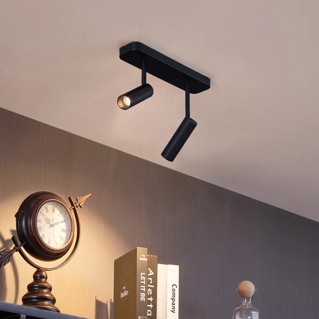 Spot rotund de tavan negru GU10 35mm cu 2 lumini, rotativ și înclinabil - Kate