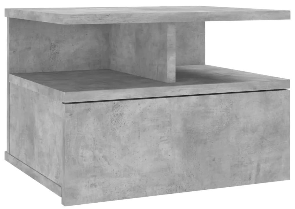 800413 vidaXL Noptieră suspendată, gri beton, 40x31x27 cm, lemn prelucrat