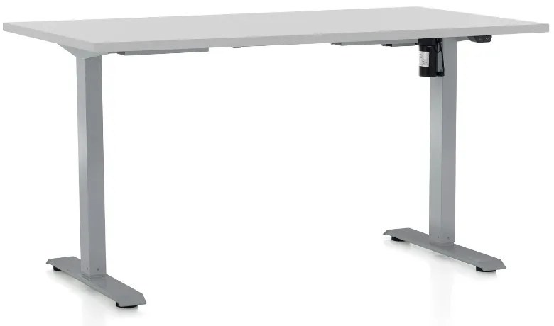 Masa inaltime reglabila OfficeTech A, 140 x 80 cm, bază gri, gri deschis