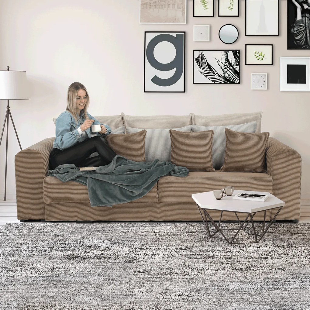 Canapea foarte spatioasa, maro deschis, bej, crem, GILEN BIG SOFA