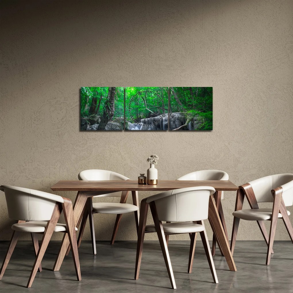 Tablou - Cascada Erawan, Kanchanaburi, Thailanda (cu ceas) (90x30 cm)