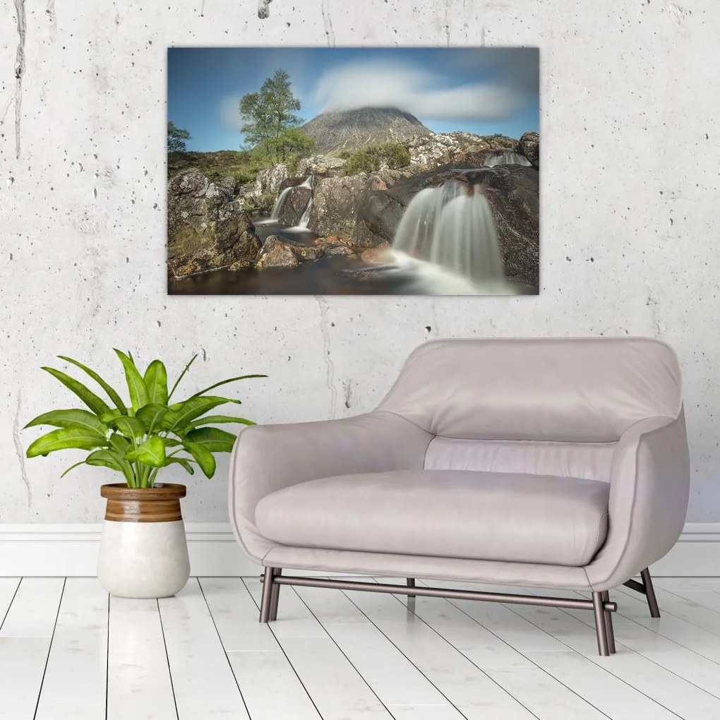 Tablou cu cascadele și munți (90x60 cm)