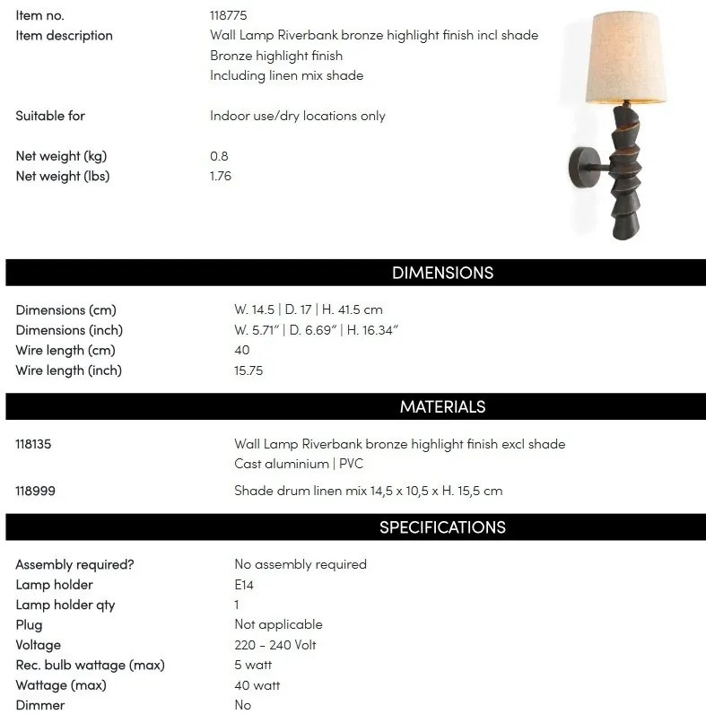 Aplica de perete LUX design deosebit Riverbank