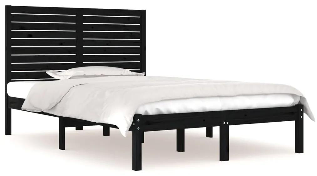 Cadru pat Small Double 4FT, negru, 120x190 cm, lemn masiv Negru, 120 x 190 cm