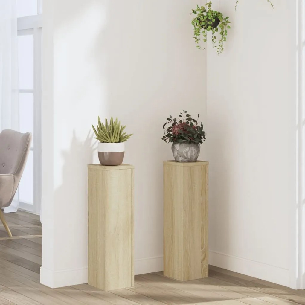 vidaXL Suporturi de plante, 2 buc., stejar sonoma, 17x17x60 cm