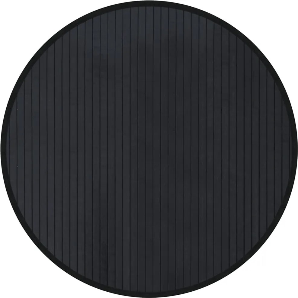 vidaXL Covor rotund, negru, 60 cm, bambus