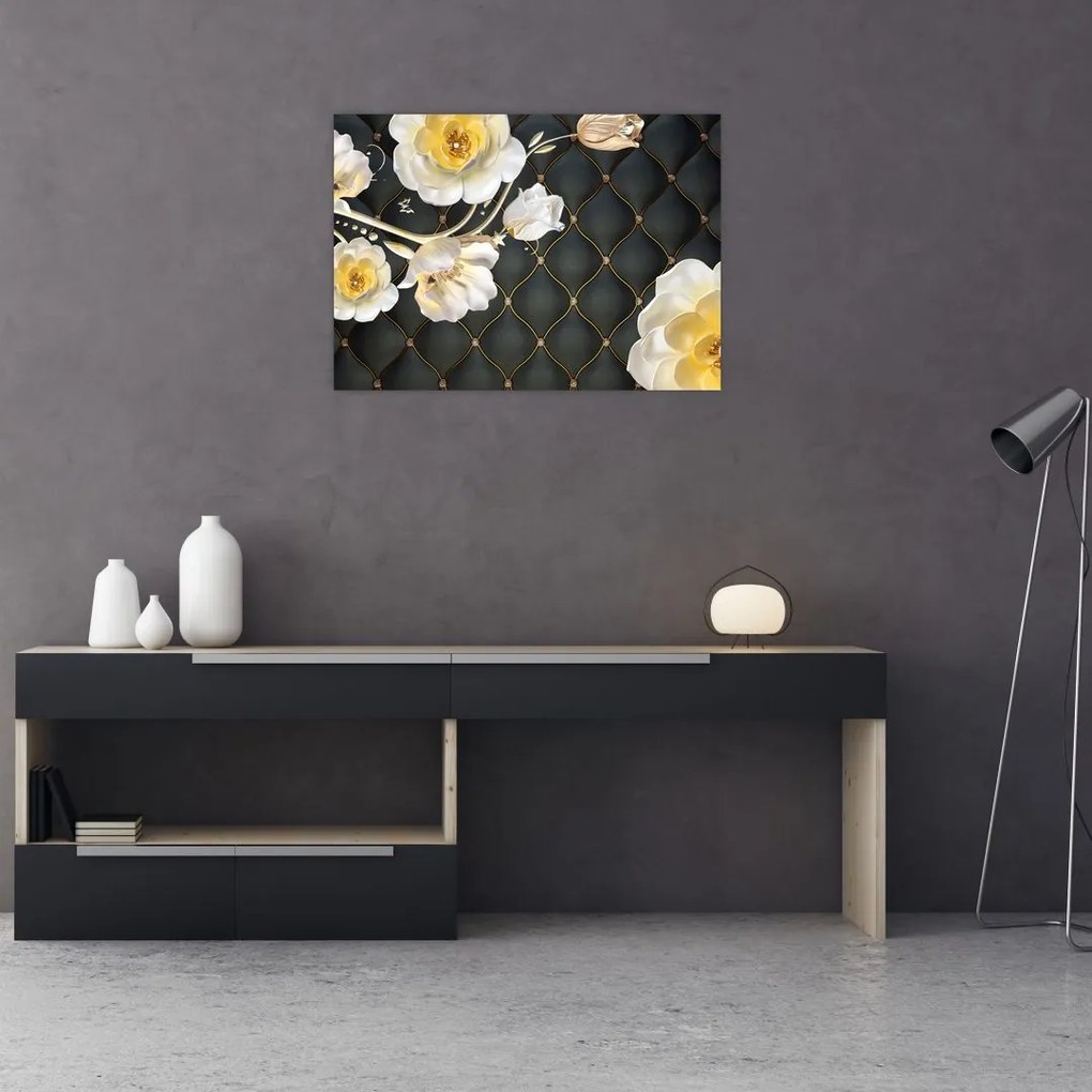 Tablou - Imagine cu flori de trandafir alb (70x50 cm)