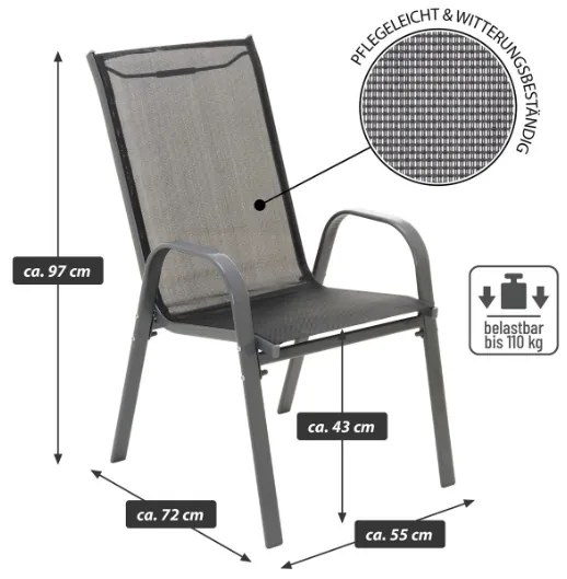 Set de 2 scaune de grădină stivuibile - negru