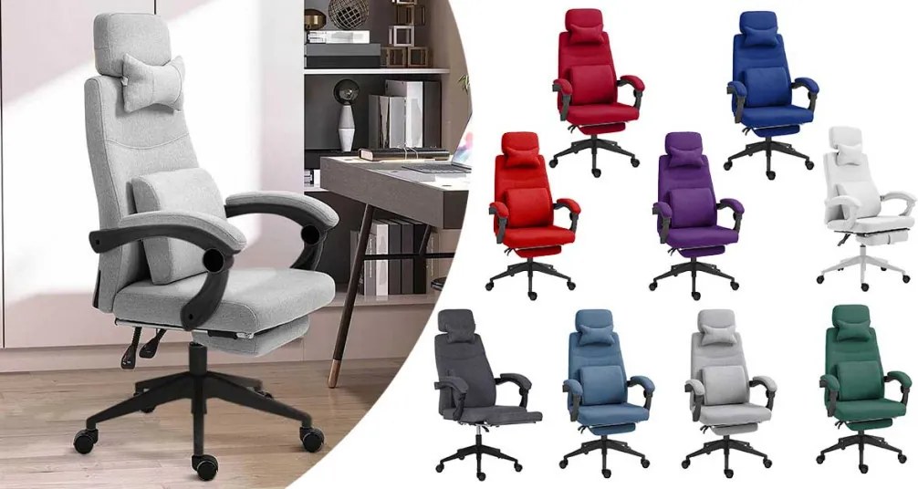 Scaun de birou rotativ cu tetiera si suport pentru picioare-gri inchis