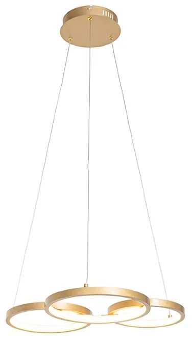 Lampă pendant aurie incluzând LED cu dimmer în 3 trepte cu 3 lumini - Rondas