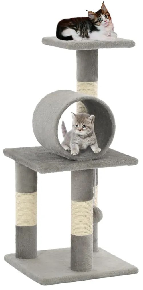 vidaXL Ansamblu pentru pisici, stâlpi din funie de sisal, 65 cm, gri
