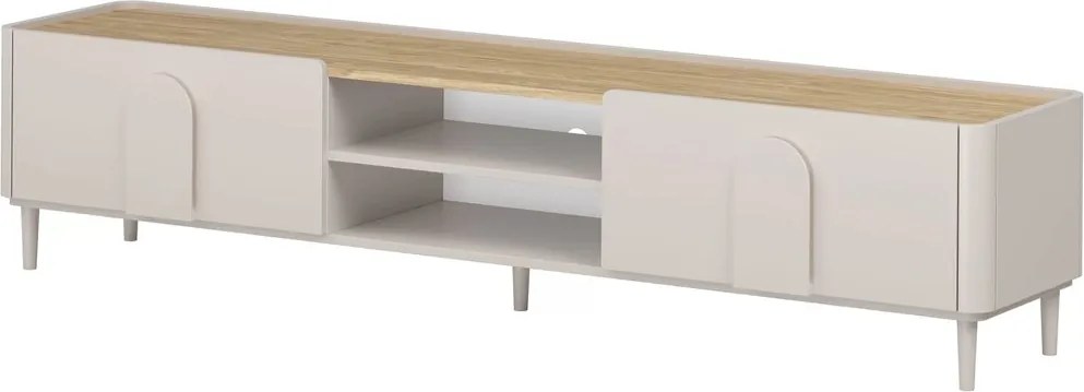 Comodă TV Amilio 220 cm cu sertar - cashmere / stejar uleiat / mânere cashmere