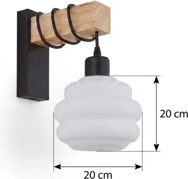 Brilagi - Aplica de perete WOOD GLASS 1xE27/60W/230V pin/negru/alb