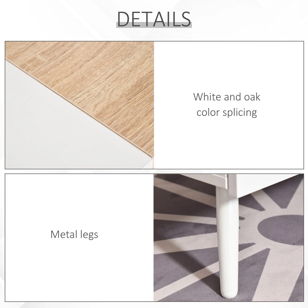 HOMCOM masa de living, stil nordic, cu 2 sertare, 110x60x45cm | AOSOM RO