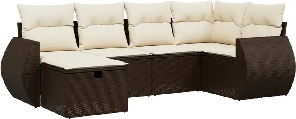 vidaXL Set canapele de grădină cu perne, 6 piese, maro, poliratan