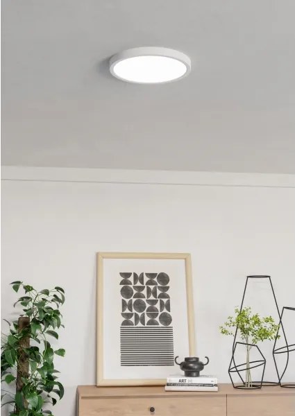 Eglo 901377 - Plafonieră LED RGBW dimabilă cu sticlă fumurie FUEVA-Z LED/14,3W/230V 27,8cm IP44 alb