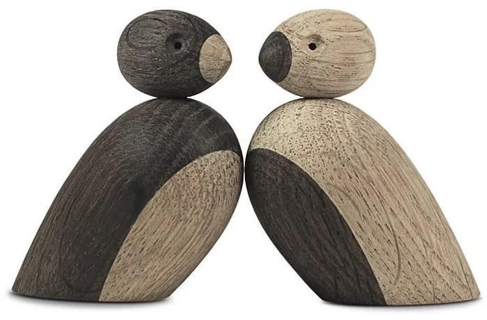 Set 2 statuete din lemn masiv de stejar Kay Bojesen Denmark Pair of Sparrows