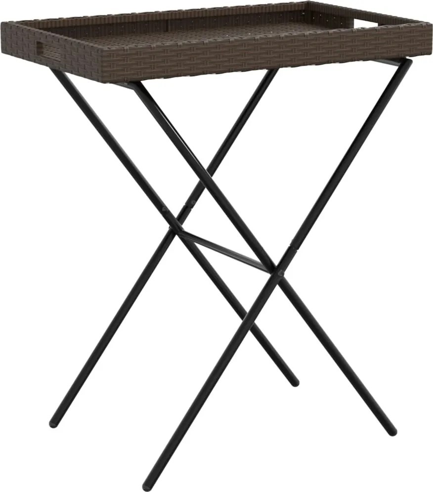 vidaXL Masă pliabilă cu tavă, maro, 65x40x75 cm, poliratan