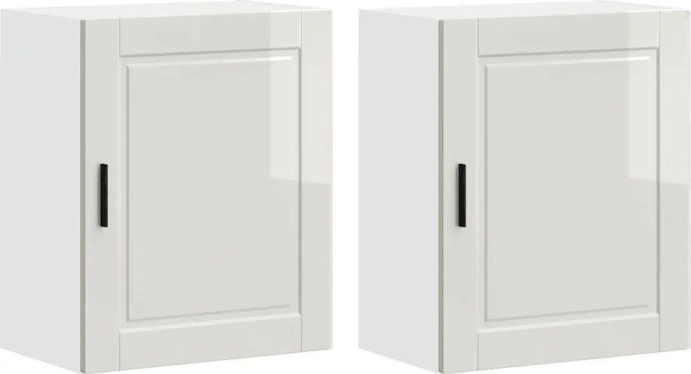 vidaXL Dulapuri de bucatarie 2 buc "Porto" lemn prelucrat alb lucios