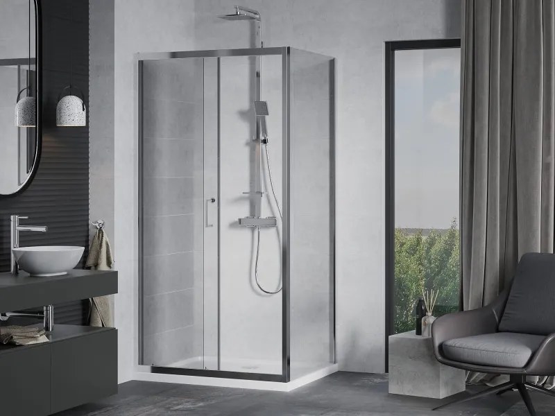 Mexen Apia cabina de duș glisantă 120 x 90 cm, transparent, crom + cădiță plată - 840-120-090-01-00-4010