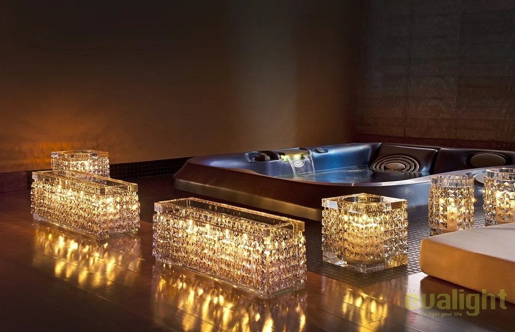 Suport pentru lumanare design LUX, realizat manual din sticla, NEFERTARI ROUND 22cm