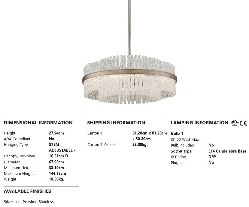 Candelabru LUX CHIME, design elegant, cu 8 surse de lumina
