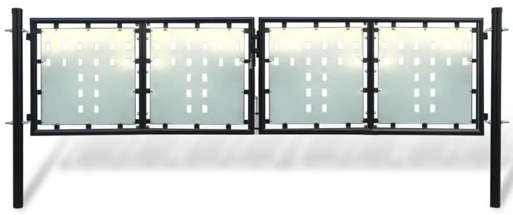 vidaXL Poartă de gard cu o ușă, negru, 300x125 cm