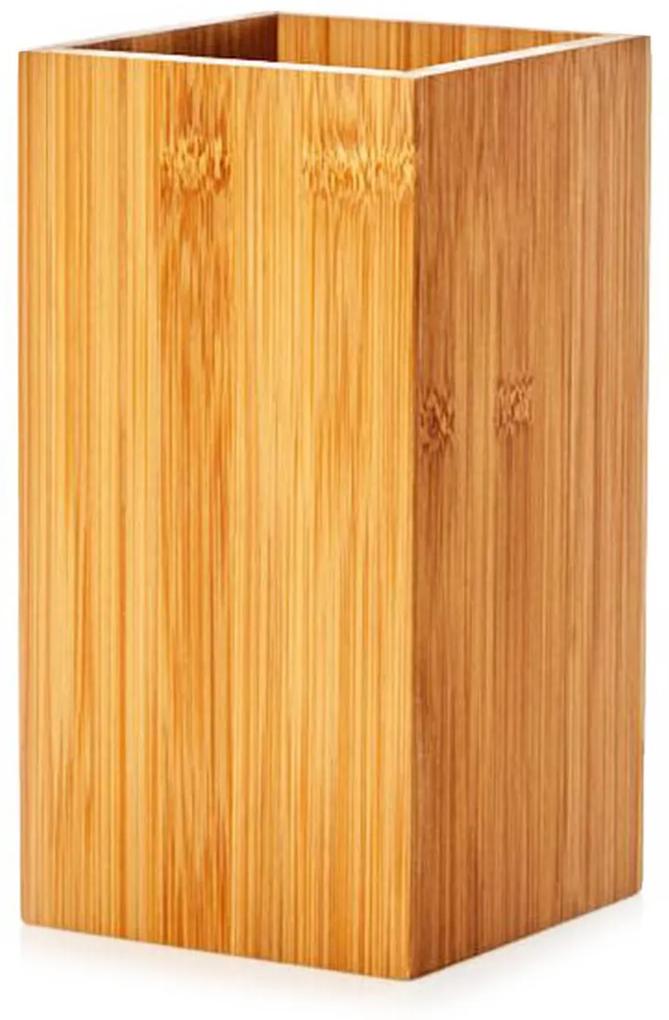 Suport pentru ustensile de bucătărie, pătrat, aprox.12 × 23 × 12 cm (L × Î × A), bambus