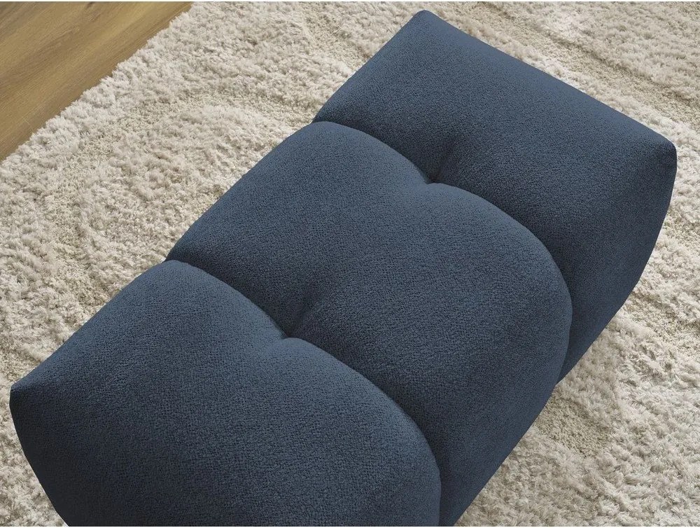 Taburet albastru cu tapițerie din chenille Roxelane – Bobochic Paris