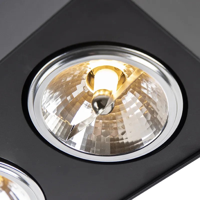 Spotlight pătrat negru cu 2 lumini - Kaya