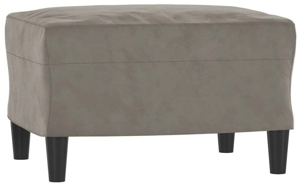 Canapea cu 3 locuri si taburet, gri deschis, 180 cm, catifea Gri deschis, 198 x 77 x 80 cm