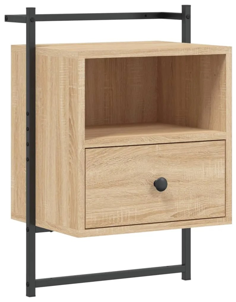 833435 vidaXL Noptieră de perete, stejar sonoma, 40x30x61 cm, lemn prelucrat