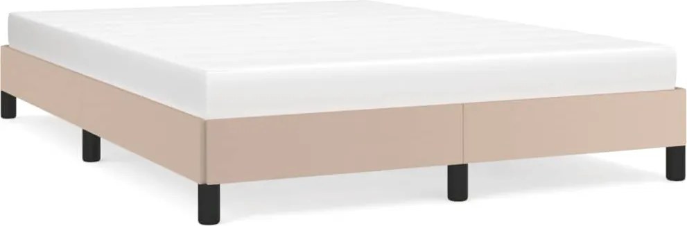 vidaXL Cadru de pat, cappuccino, 140x200 cm, piele ecologică