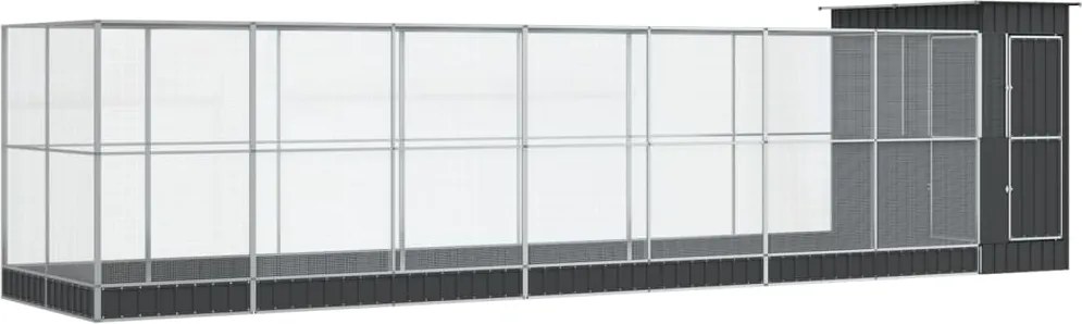 vidaXL Voliera de păsări cu extensie, argintiu, 830x203x216 cm, oțel