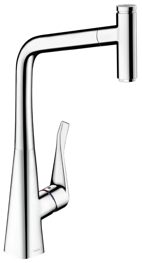 Baterie bucatarie Hansgrohe Metris Select 320, dus extractibil, crom - 14884000
