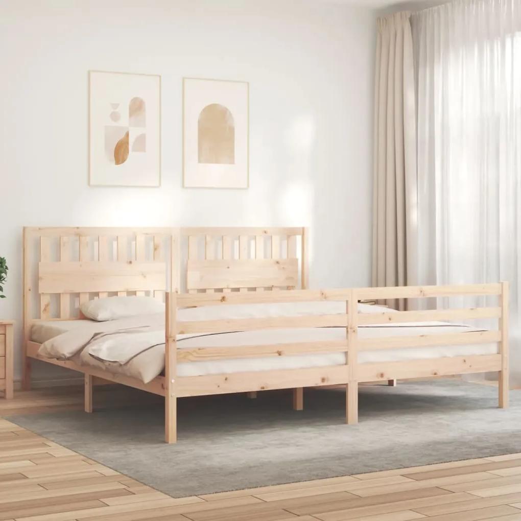 3194331 vidaXL Cadru pat cu tăblie 200x200 cm, lemn masiv de pin